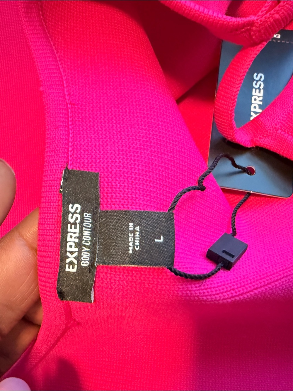 Express Hot Pink Midi Bodycon Dress with Spaghetti Straps - Picture 3 of 4